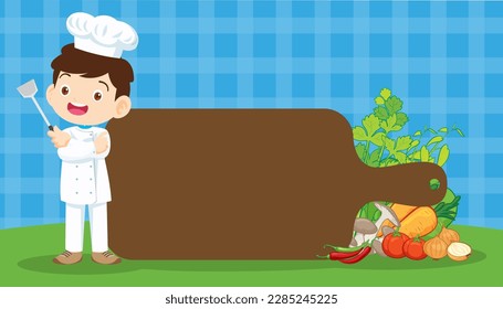 Chef Kids Cooking class design template.Cute little chef cooking meal menu,board,poster,banner,certificate