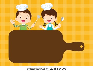 Küchenchef Kinder Kochunterricht Design-Vorlage.Cute kleine Koch-Koch-Menü, Board, Poster, Banner, Zertifikat