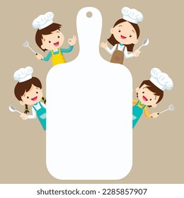 Chef Kids Cooking class design template.Cute little chef cooking meal menu,board,poster,banner,certificate