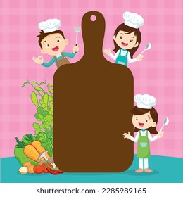 Chef Kids Cooking class design template.Cute little chef cooking meal menu,board,poster,banner,certificate