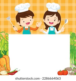 Chef Kids Cooking class design template.Cute little chef cooking meal menu,board,poster,banner,certificate