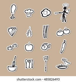 Chef and kitchen cartoon drawing 