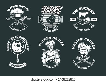 chef and kitchen concept badges collection set