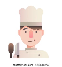 A chef with kitchen equipment vector illustration in gradient design