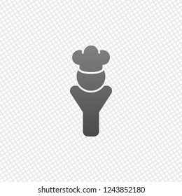 Chef of kitchen with hat. Kitchen logo, man icon. On grid background