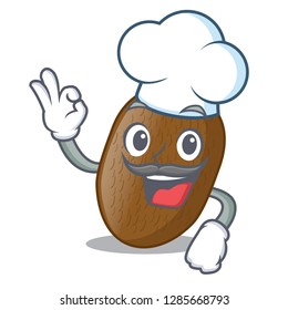 Chef kiwifruit on table of character wood