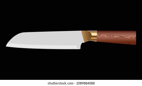 chef knife, butcher meat knife for butcher shop, Meat cutting knives, Cutlery icon set - vector realistic kitchen knives isolated on black, Vector illustration