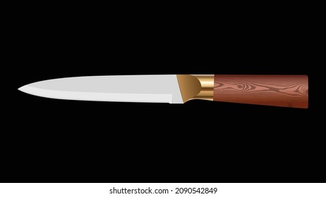 chef knife, butcher meat knife for butcher shop, Meat cutting knives, Cutlery icon set - vector realistic kitchen knives isolated on black, Vector illustration