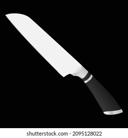 chef knife, butcher meat knife for butcher shop, Meat cutting knives, Cutlery icon set - vector realistic kitchen knives isolated on black, Vector illustration
