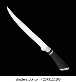 chef knife, butcher meat knife for butcher shop, Meat cutting knives, Cutlery icon set - vector realistic kitchen knives isolated on black, Vector illustration