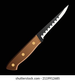 chef knife, butcher meat knife for butcher shop, Meat cutting knives, Cutlery icon set - vector realistic kitchen knives isolated on black, Vector illustration