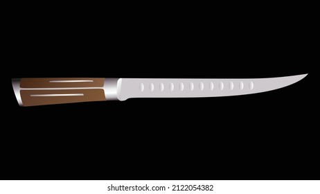 chef knife, butcher meat knife for butcher shop, Meat cutting knives, Cutlery icon set - vector realistic kitchen knives isolated on black, Vector illustration