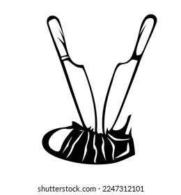 chef knife cutting meat illustration