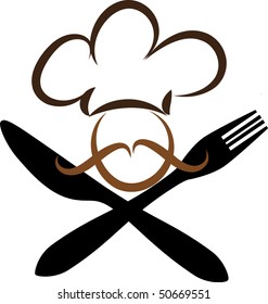 chef with knife and fork