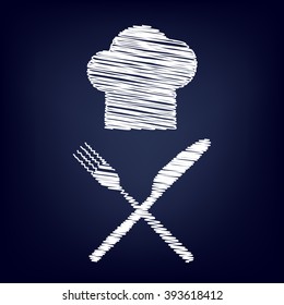 Chef with knife and fork sign