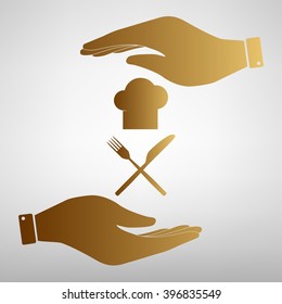 Chef with knife and fork sign