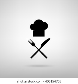 Chef with knife and fork sign