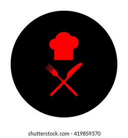 Chef with knife and fork sign