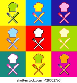 Chef with knife and fork sign