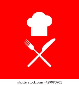 Chef with knife and fork sign