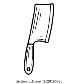 Doodle dibujado a mano cuchillo de cocina. Dispositivo de corte de alimentos. Utensilios de cocina. Picadura de carne y verduras. Utensilios de cocina. Aparato electrodoméstico. Vector boceto línea ilustración de arte.