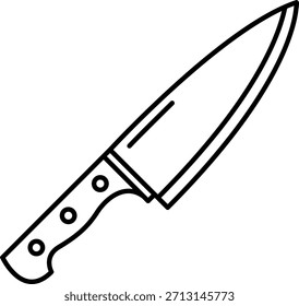Icono de línea de cocina de utensilios de cocina de cuchillo de cocinero
