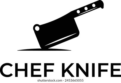 Logo de cuchillo de cocina, Logo de Plantilla de clases de cocina, Logo de diseño plano de cuchillo de carnicero