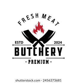 chef knife logo illustration old vintage design for butcher knife brand for restaurant brand and simple butcher knife market