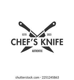 logotipo del cuchillo del chef aislado en fondo blanco y negro