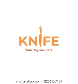 chef knife logo isolated on black and white background