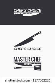 Chef Knife Logo Set On Black And White Background