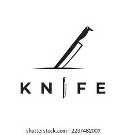 Chef knife logo template, vintage butcher knife.Logo for business, badge,restaurant,butcher shop,cafe,brand and knife shop.