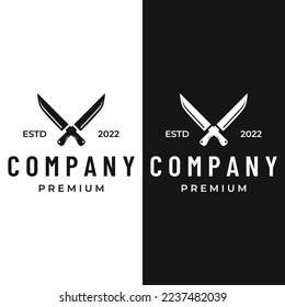 Chef knife logo template, vintage butcher knife.Logo for business, badge,restaurant,butcher shop,cafe,brand and knife shop.