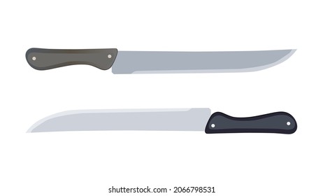 chef knives, butcher meat knives for butcher shop, Meat cutting knives, Cutlery icon set - vector realistic kitchen knives isolated, Vector illustration