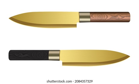 chef knives, butcher meat knives for butcher shop, Meat cutting knives, Cutlery icon set - vector realistic kitchen knives isolated, Vector illustration