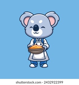 Chef Koala Cute Cartoon Character Illustration