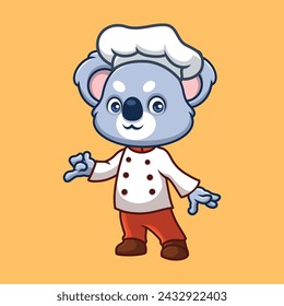Chef Koala Lindo Dibujo Animado Personaje Ilustración
