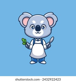 Chef Koala Cute Cartoon Character Illustration