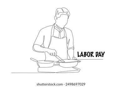 Chef. Labor day concept one-line drawing