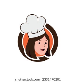 Chef Lady mascot head logo 