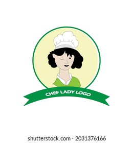 Chef Lady Woman Logo Circle. suitable for restaurant business logos, cooking courses and selling fast food.