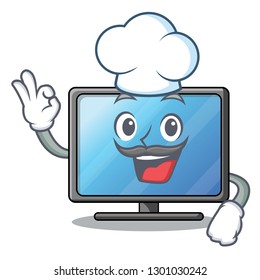 Chef lcd tv above wooden cartoon table