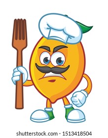 chef lemon mascot character vector design