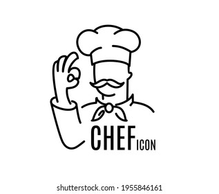 Chef line icon. For menu restaurant, catering, food, service