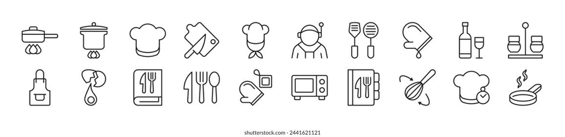 Chef Linear vector icons collection. Editable stroke. Simple linear illustration for web sites, newspapers, articles book