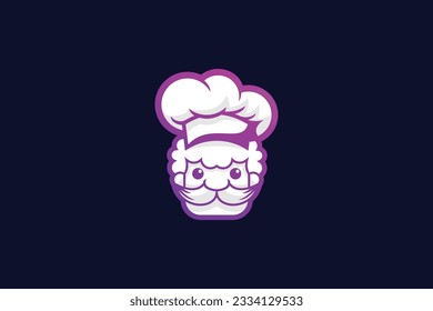 diseño del logotipo de la plantilla de vectores de lineart de chef