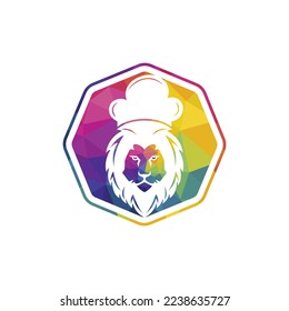 Plantilla de diseño del logotipo vectorial del león del chef. El concepto del logotipo del restaurante gastronómico.	
