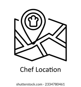 Chef Location Outline Icon Design illustration. Map and Navigation Symbol on White background EPS 10 File