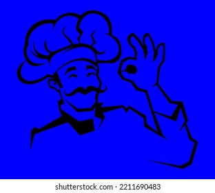 logo del chef hermosa mascota y compañía de diseño de dos colores negro y cian