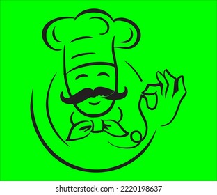 chef logo beautiful mascot and Two color design company green and black